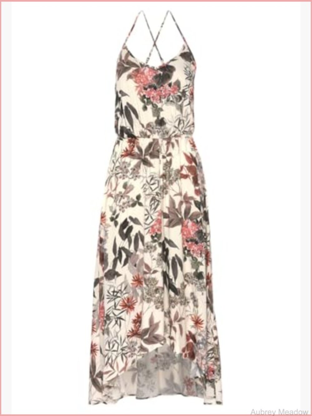 Women's Floral High Low Midi Dress Sleeveless V-Neck Elastic Waist - Picture 4 of 6